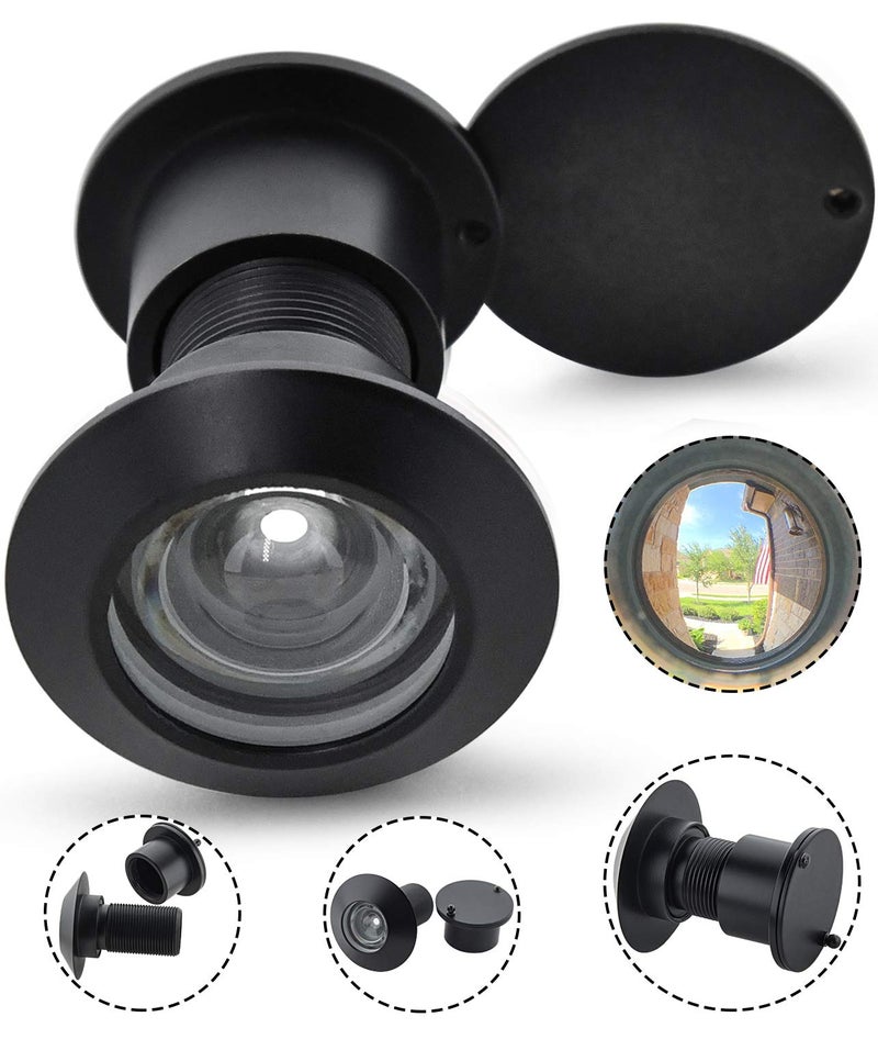 Earl Diamond - Solid Brass Door Peep Holes for Front Door, 220-Degree Door Viewer Peephole with Heavy Duty Rotating Privacy Peephole Cover for 1-21/32" to 2-1/8" Thick Door (Modern Black) - Image 1